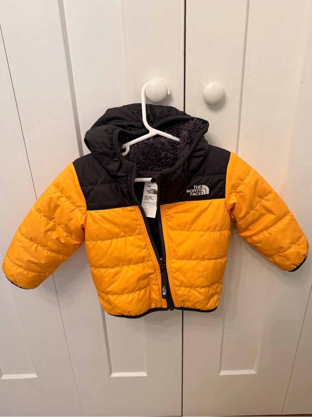 The North Face Hooded Puffer Jacket 6–12M Yellow & Black